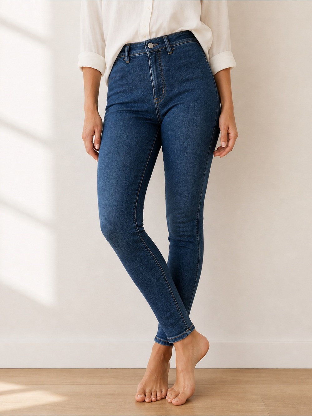 Everlane Way-High Clean Front Skinny Jeans 31 Blue High Rise Stretch Denim